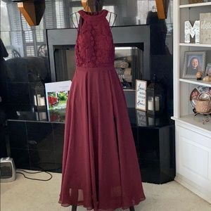 Chiffon Halter DressLong Slit for Women Size 6